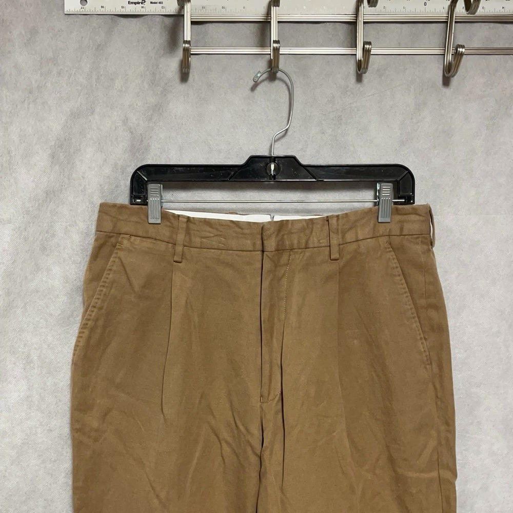 Lacoste Pants Men 33X29 Cotton Linen Slim Fit Chino Single Pleat Twill HH4706